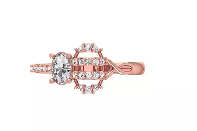 Women Wedding Engagement Oval Stone Ring 3D print model
