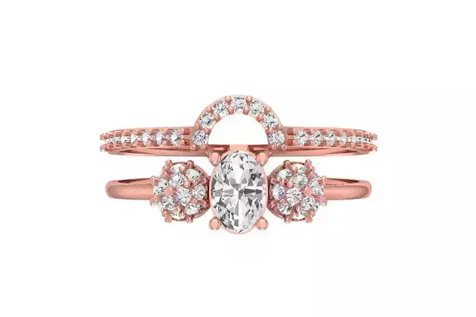 Women Wedding Engagement Oval Stone Ring 3D print model