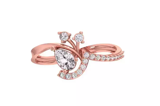 Women Wedding Engagement Pear Stone Ring 3D print model