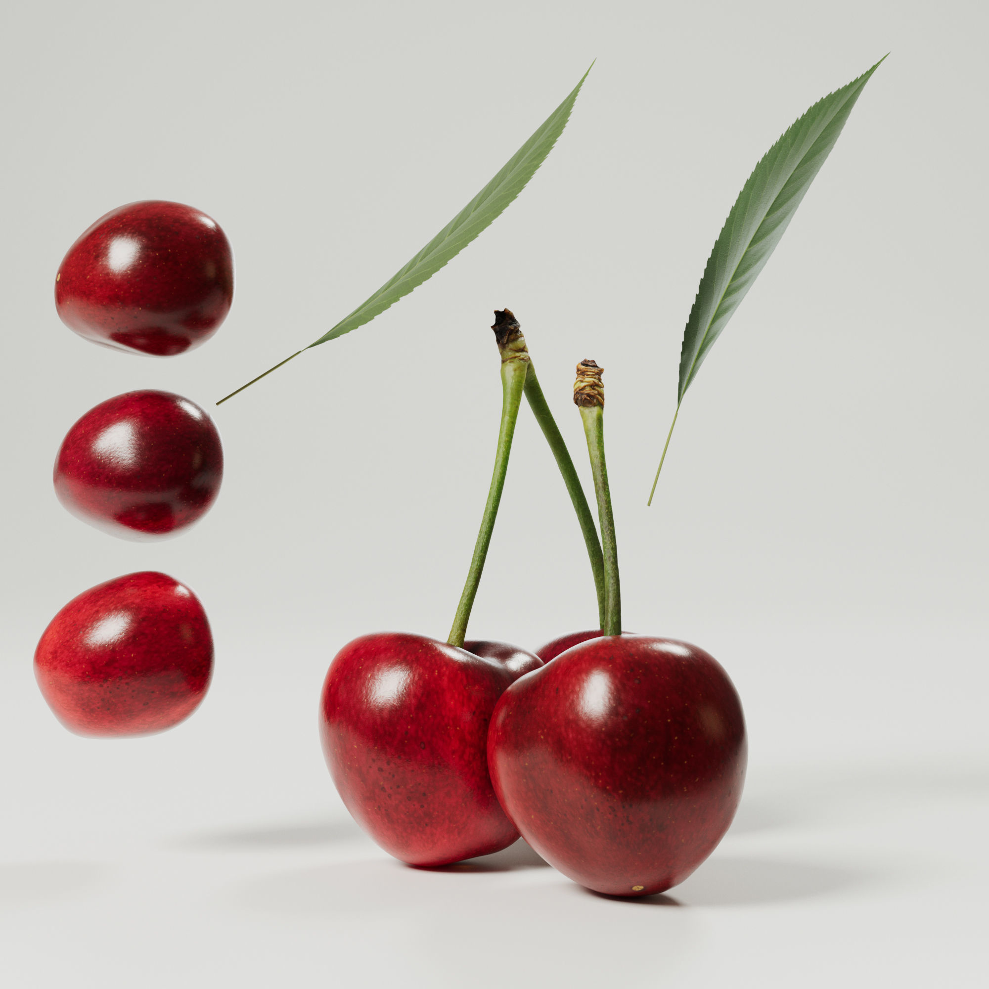 Cherry Low-poly 3D model_5