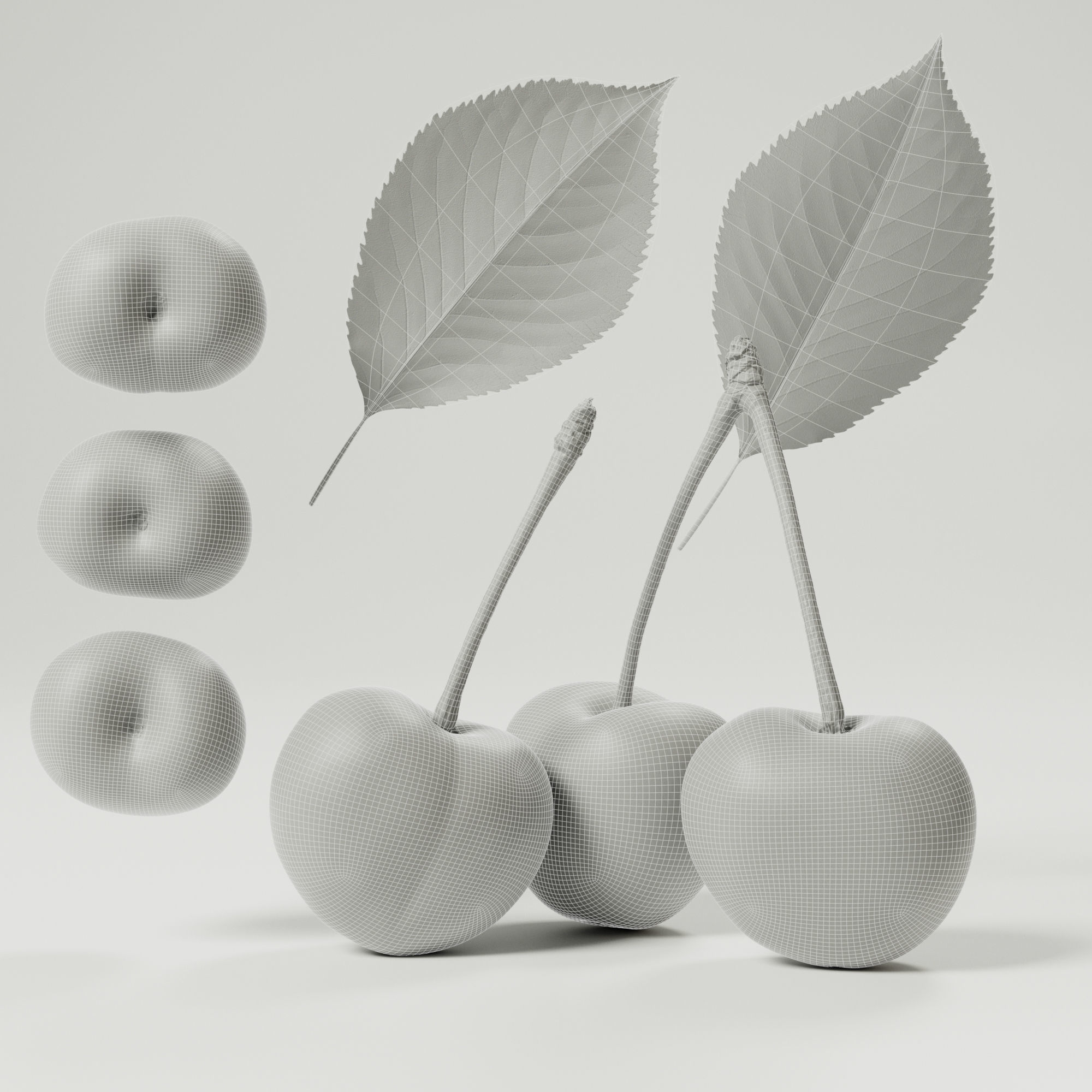 Cherry Low-poly 3D model_3