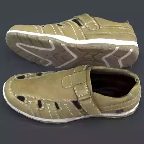 Summer leather slippers Low-poly 3D model