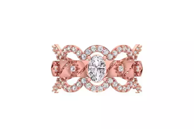 Women Wedding Engagement Oval Stone Ring 3D print model