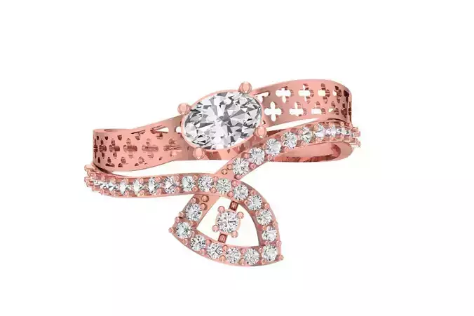 Women Wedding Engagement Oval Stone  Ring 3D print model