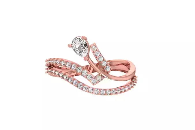 Women Wedding Engagement Pear Stone Ring 3D print model
