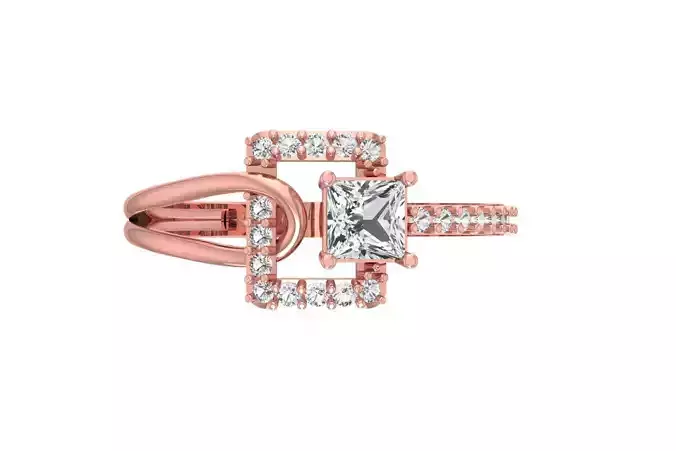 Women Wedding Engagement Princess Stone Ring 3D print model