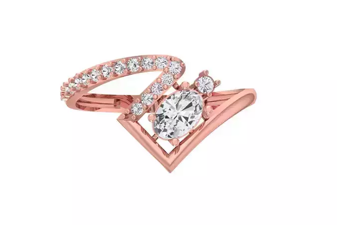 Women Wedding Engagement Oval Stone Ring 3D print model