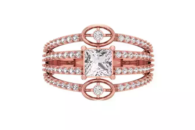 Women Wedding Engagement Princess Stone Ring 3D print model