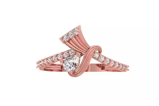 Women Wedding Engagement Pear Stone Ring 3D print model