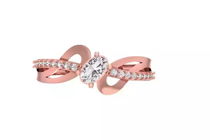 Women Wedding Engagement Oval Stone Ring 3D print model