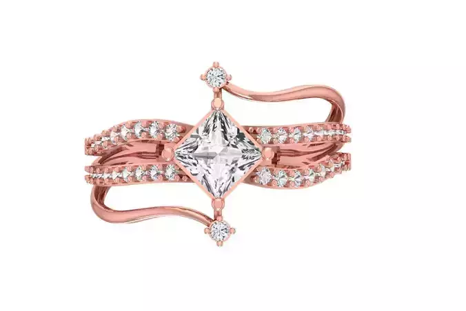Women Wedding Engagement Princess Stone Ring 3D print model