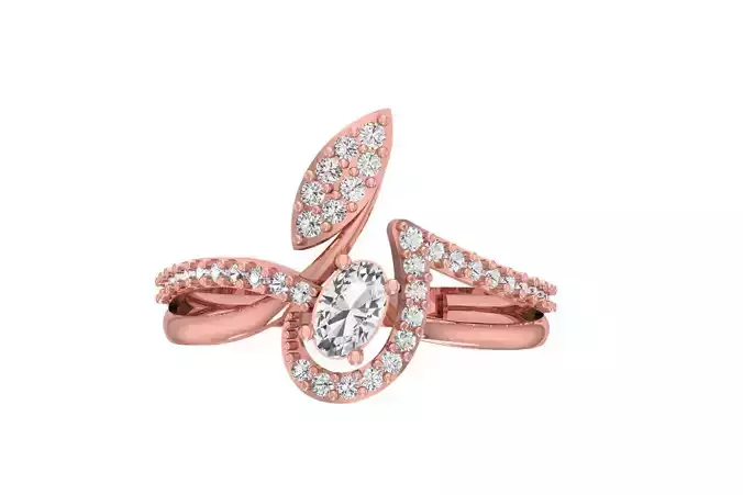 Women Wedding Engagement Oval Stone Ring 3D print model