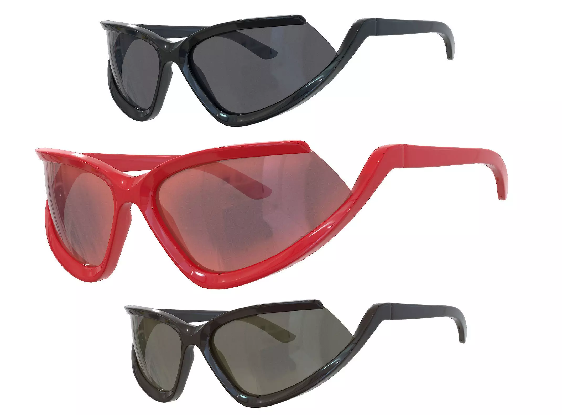 Balenciaga Side Xpander Cat Sunglasses Low-poly 3D model_0