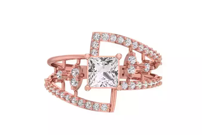 Women Wedding Engagement Princess Stone Ring 3D print model