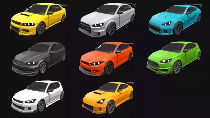 Low Poly  Customizable Cars Low-poly 3D model