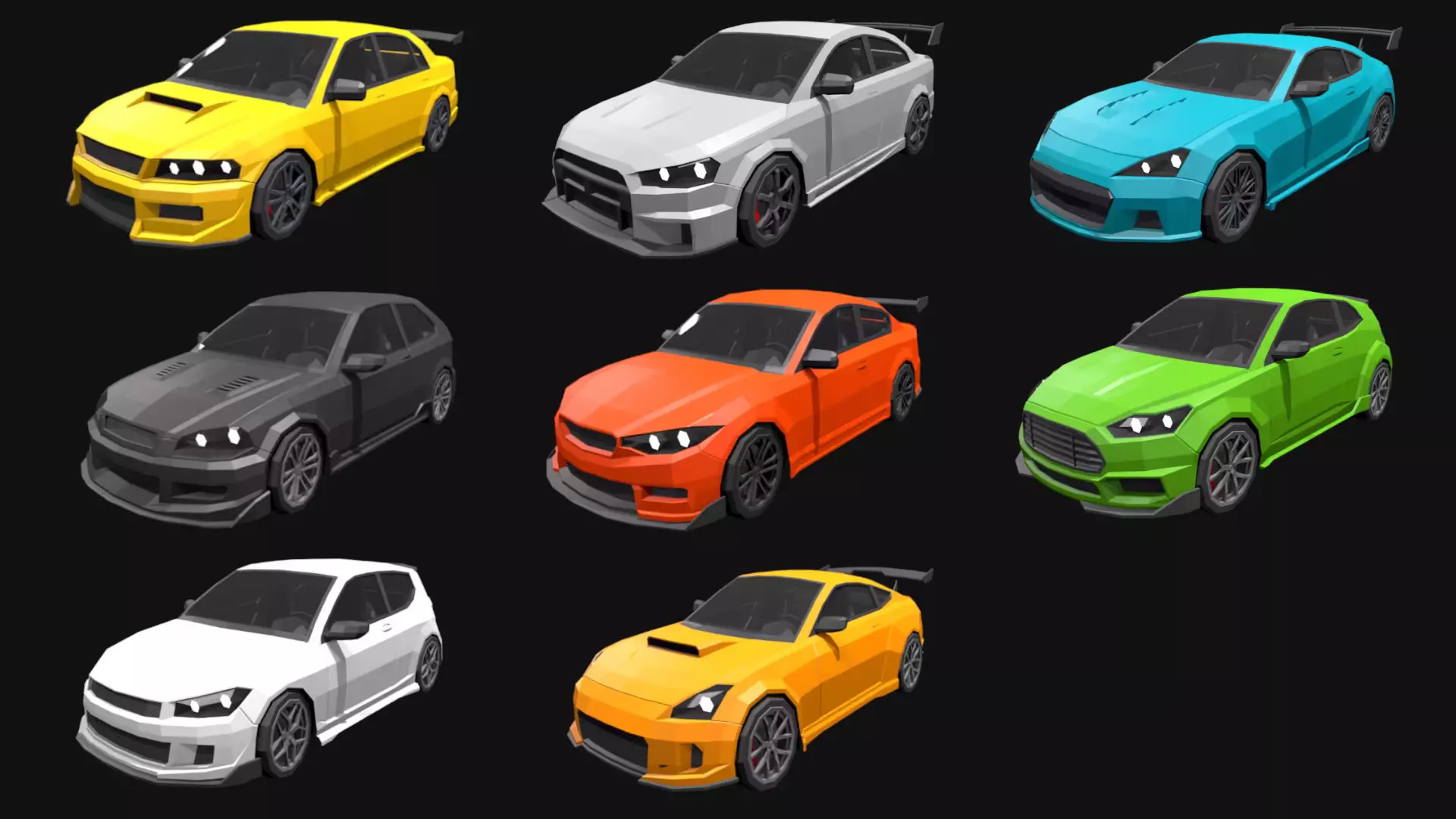 Low Poly  Customizable Cars Low-poly 3D model_0