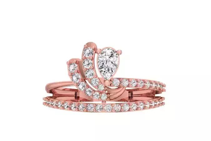 Women Wedding Engagement Pear Stone Ring 3D print model