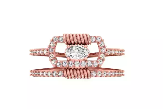 Women Wedding Engagement Oval Stone Ring 3D print model
