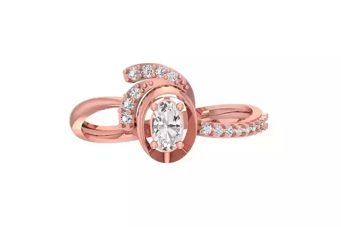 Women Wedding Engagement Oval Stone Ring 3D print model