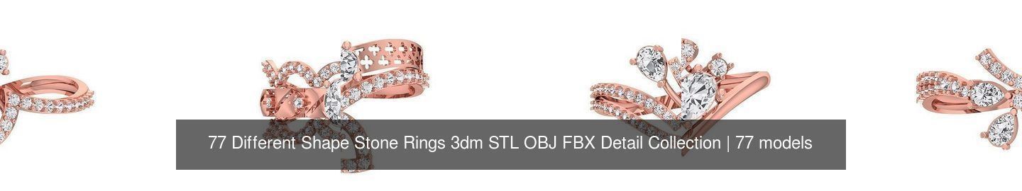 77 Different Shape Stone Rings 3dm STL OBJ FBX Detail Collection _6