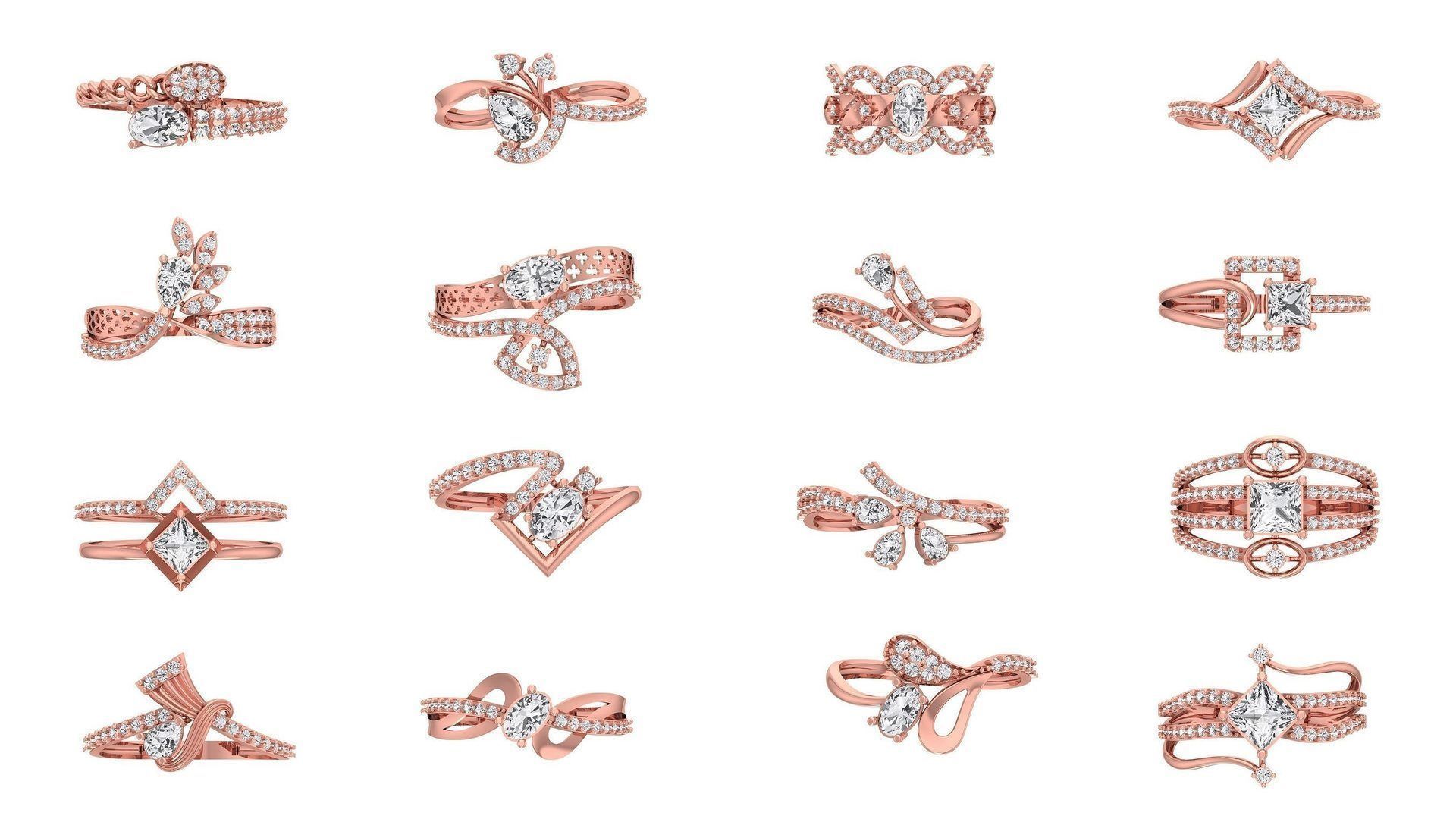 77 Different Shape Stone Rings 3dm STL OBJ FBX Detail Collection _5