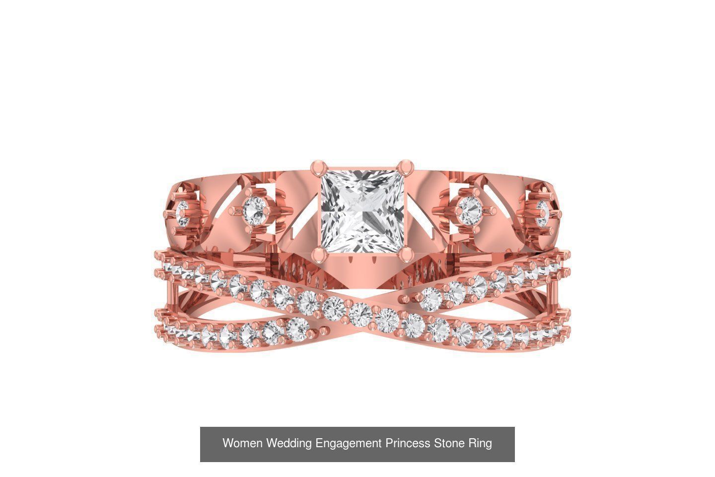 77 Different Shape Stone Rings 3dm STL OBJ FBX Detail Collection _45