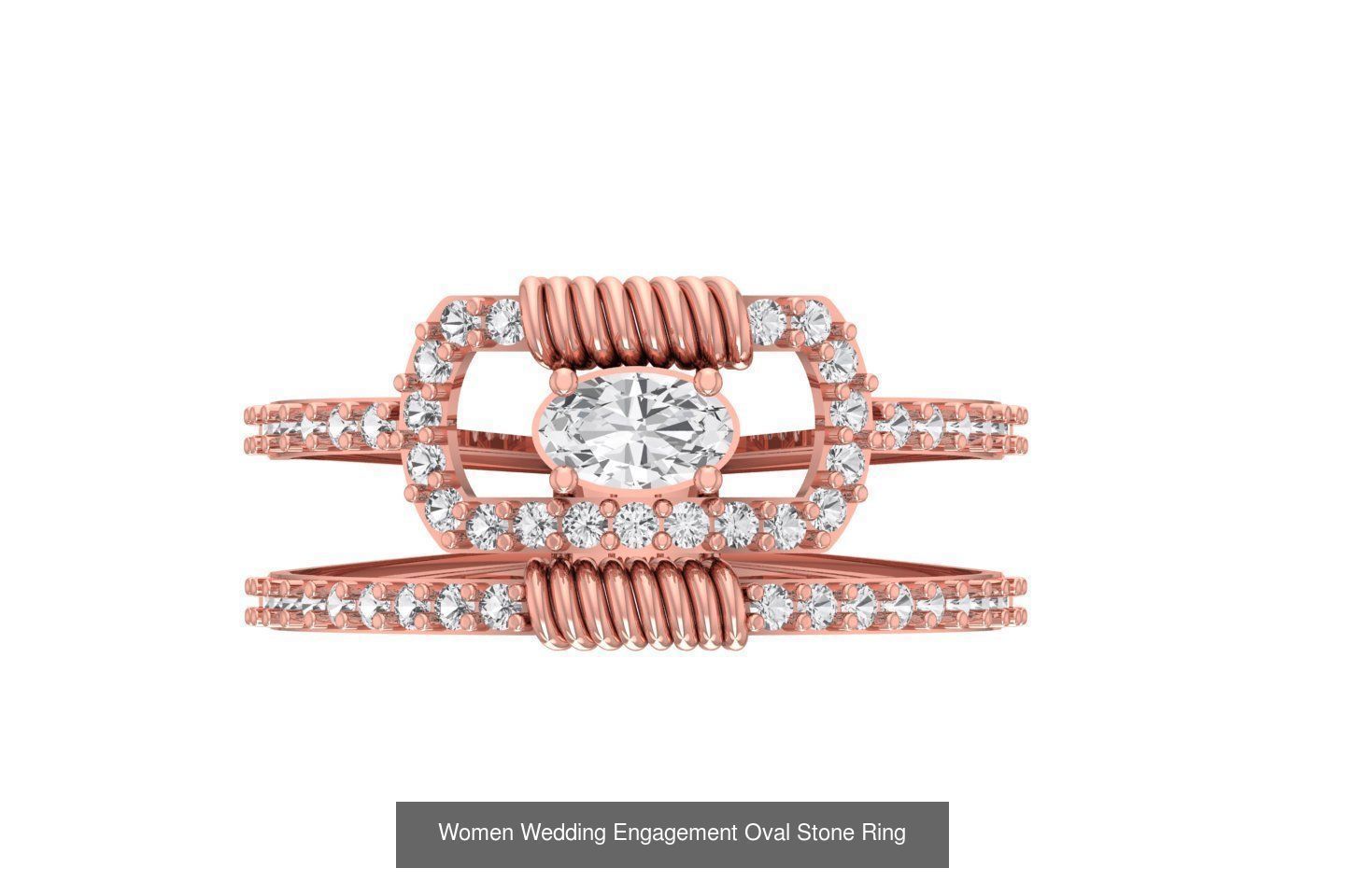 77 Different Shape Stone Rings 3dm STL OBJ FBX Detail Collection _83