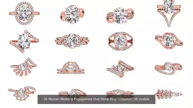 35 Women Wedding Engagement Oval Stone Ring Collection 