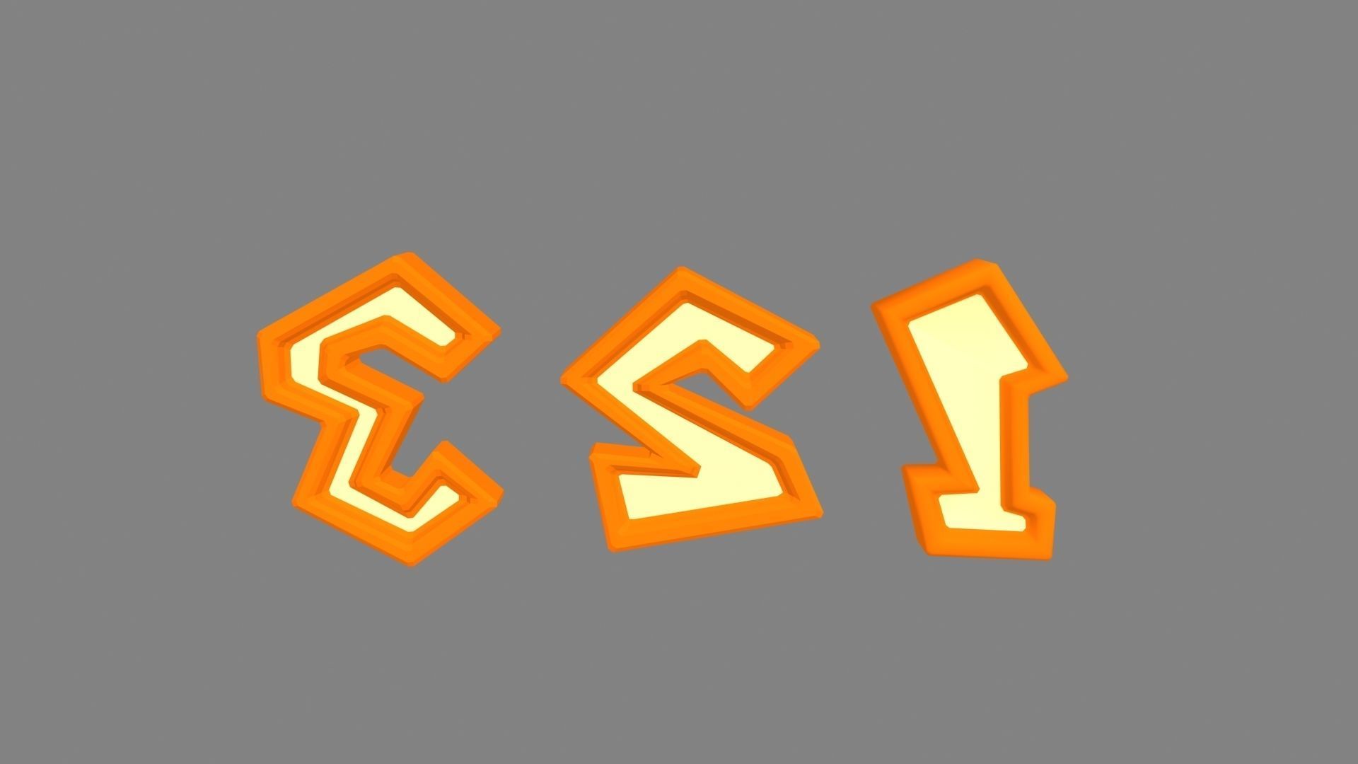 Stylized number 123 Low-poly 3D model_2