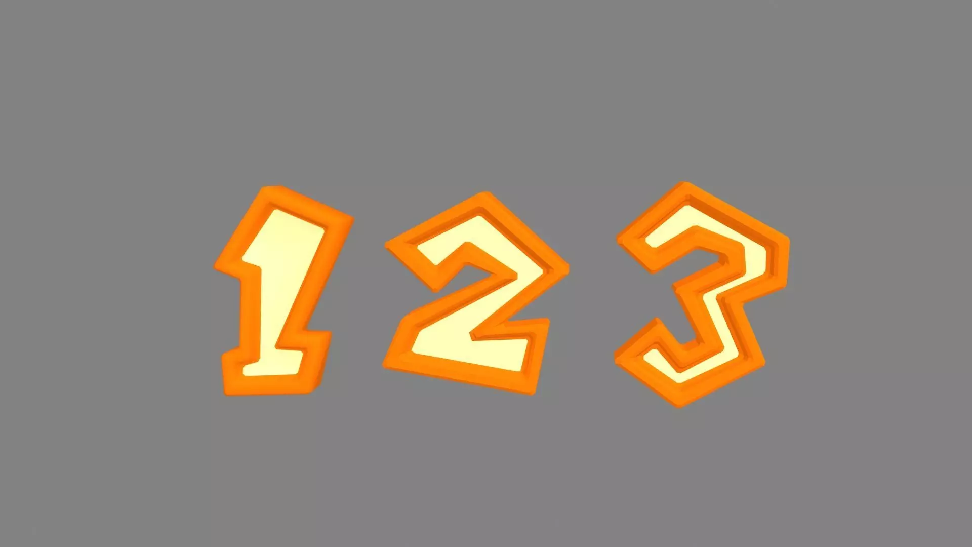 Stylized number 123 Low-poly 3D model_0