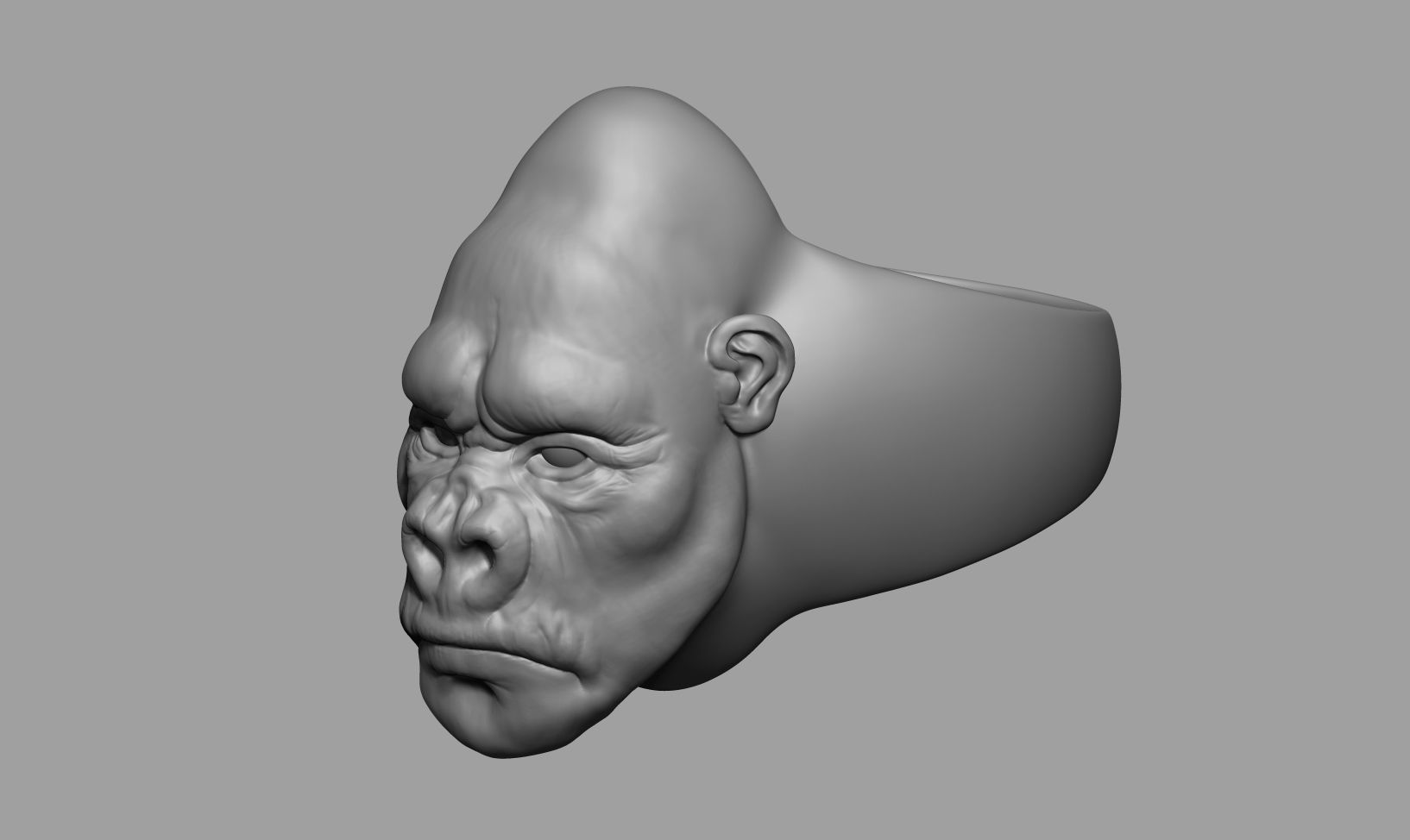 Gorilla Head Ring 3D print model_6