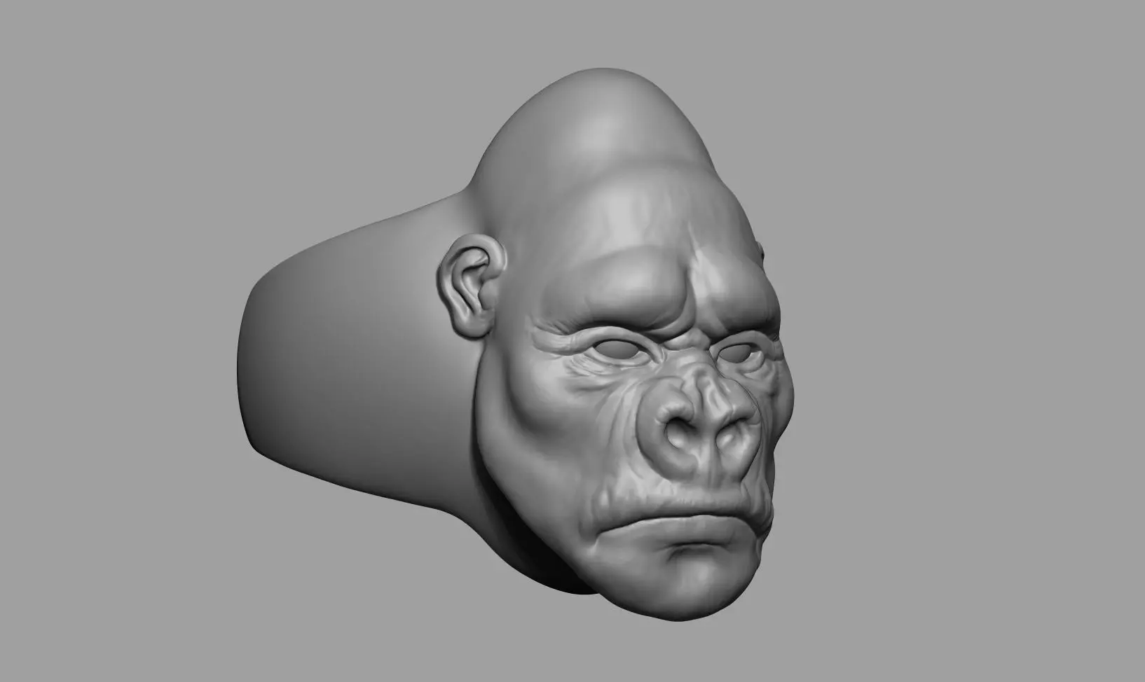 Gorilla Head Ring 3D print model_0