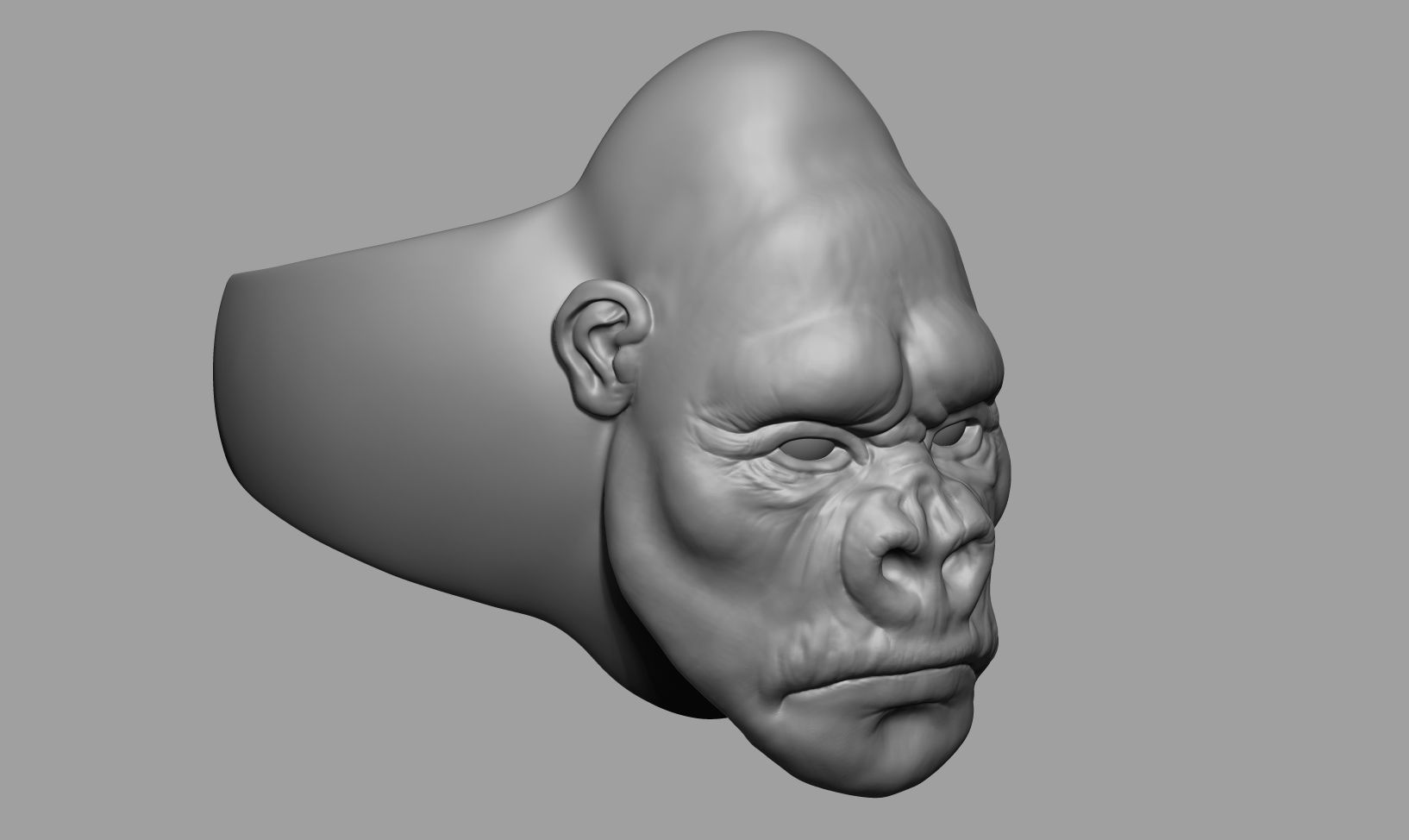 Gorilla Head Ring 3D print model_1