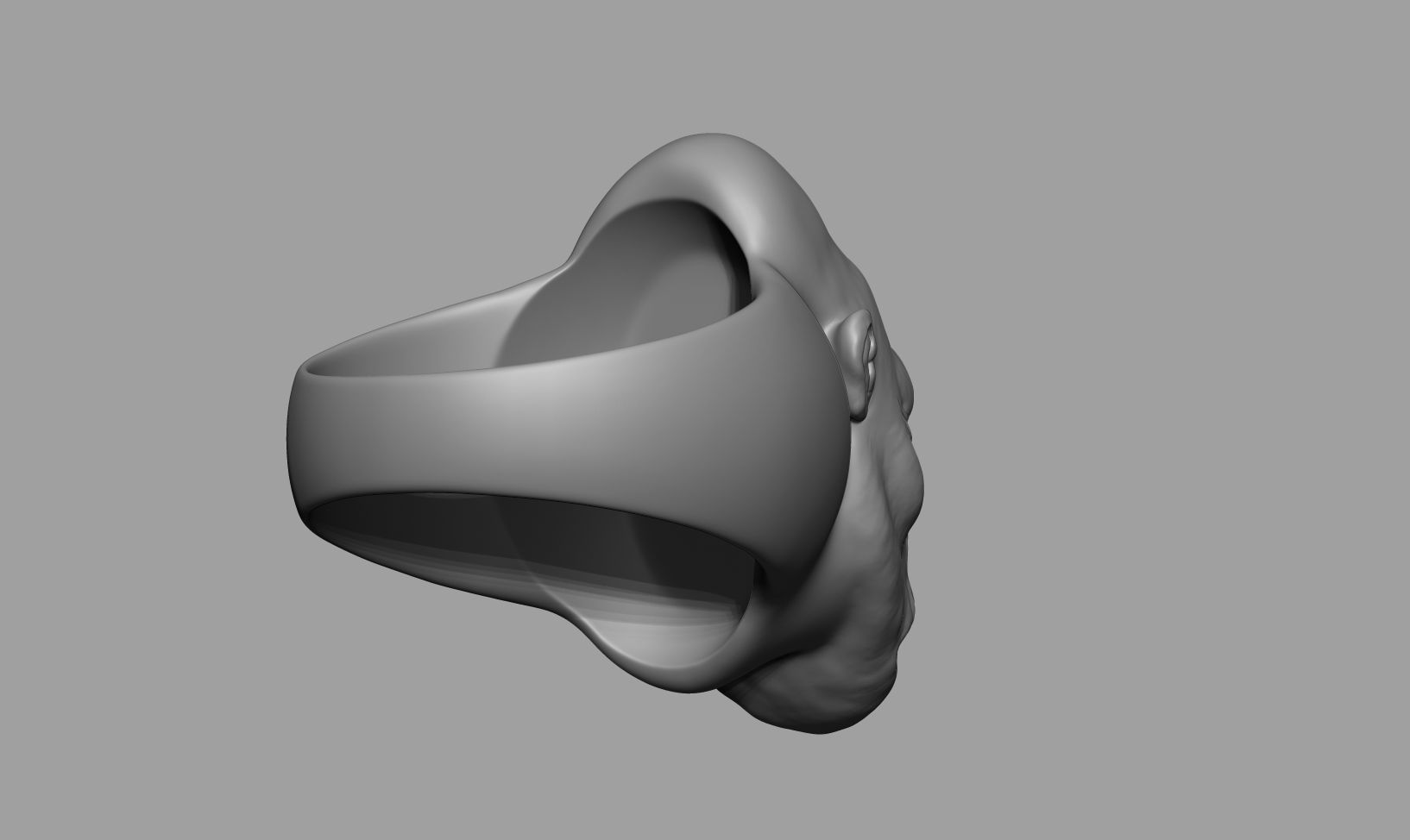 Gorilla Head Ring 3D print model_3