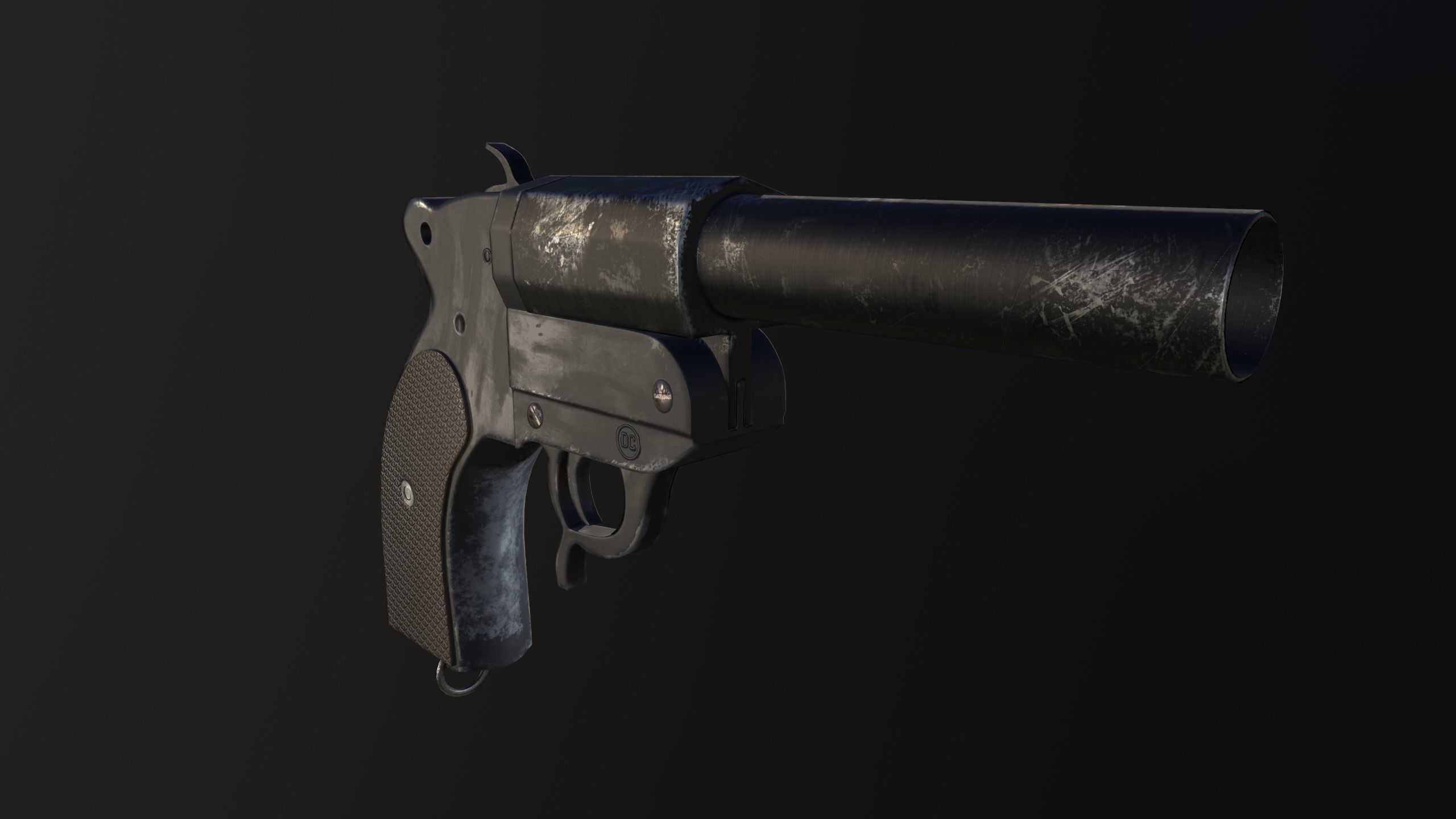 Flare gun Low-poly 3D model_3