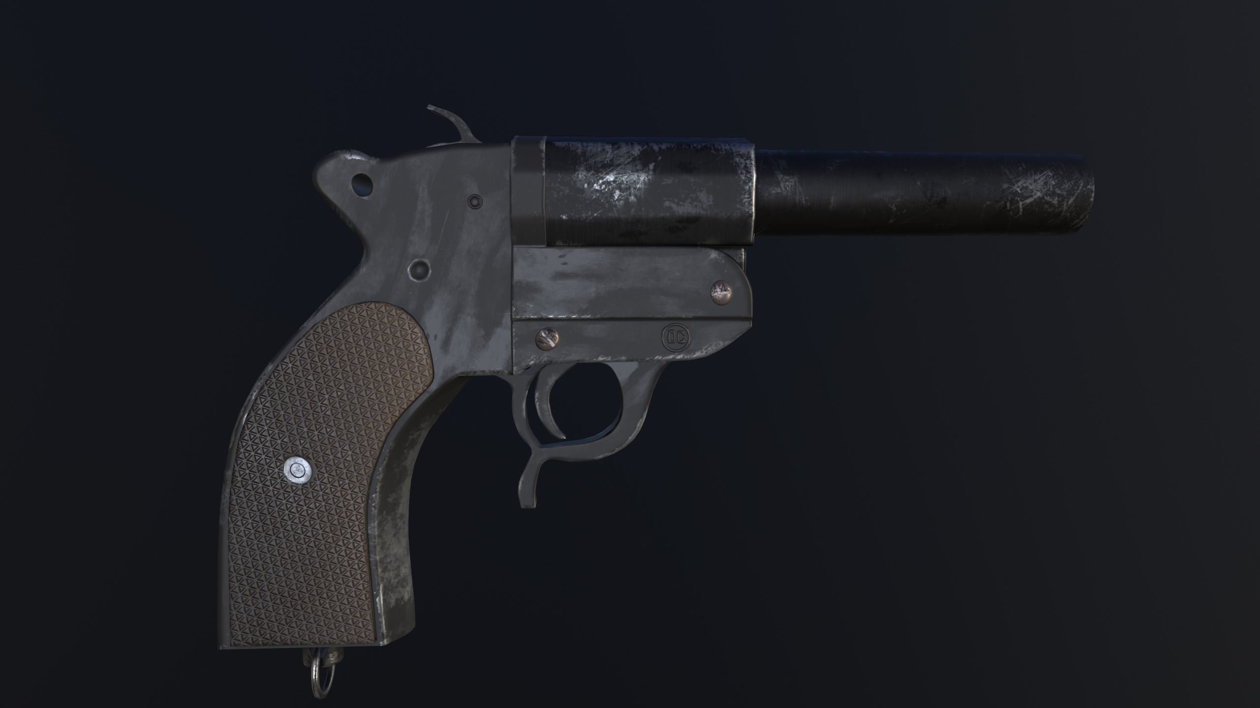 Flare gun Low-poly 3D model_2