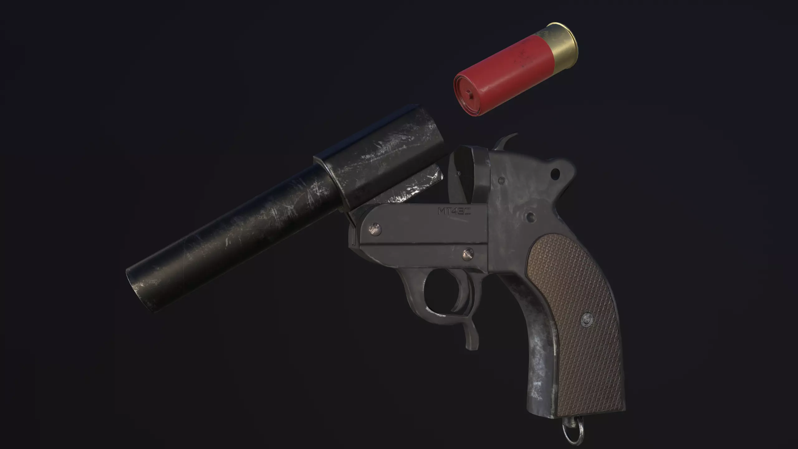 Flare gun Low-poly 3D model_0