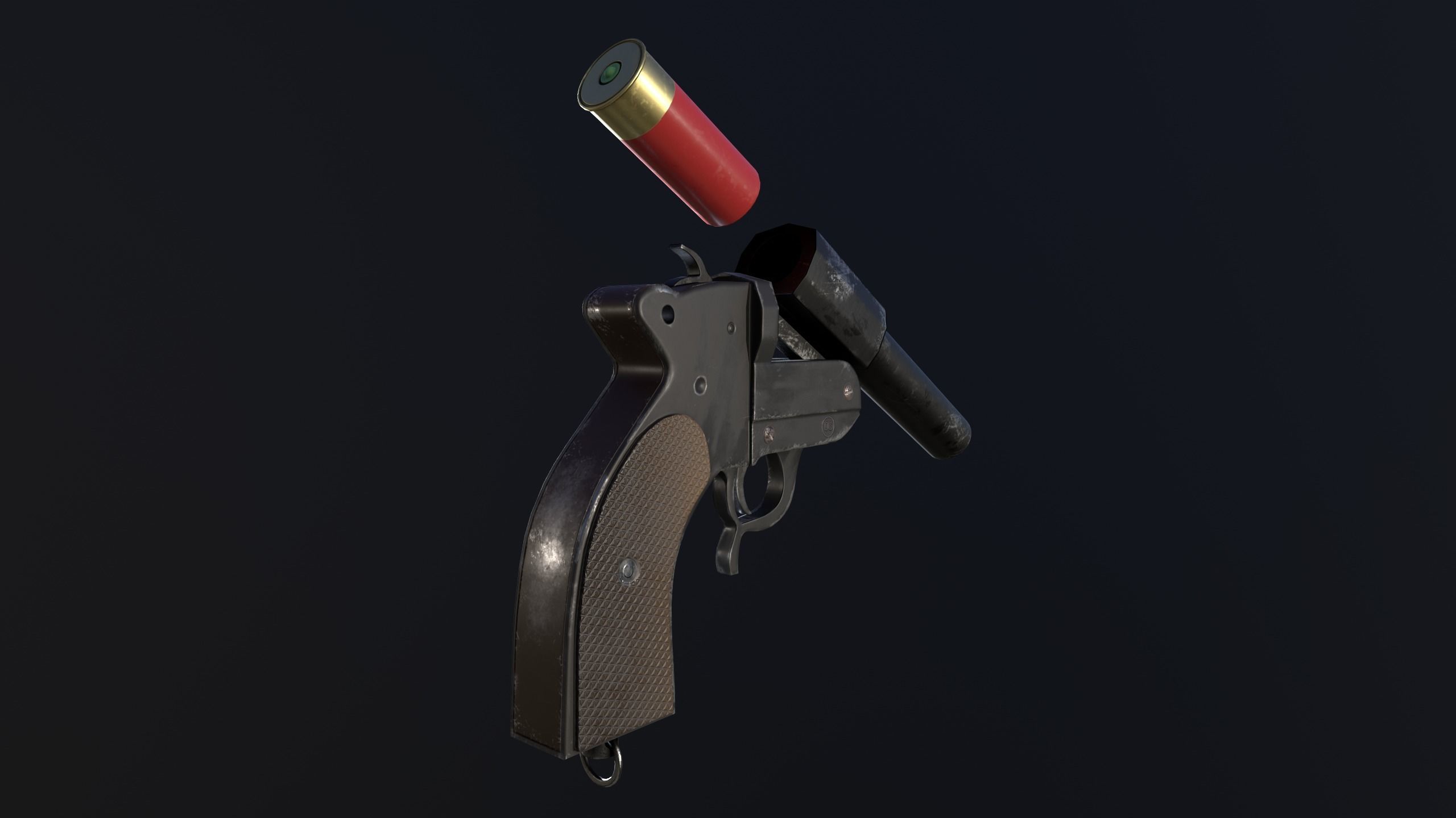 Flare gun Low-poly 3D model_1
