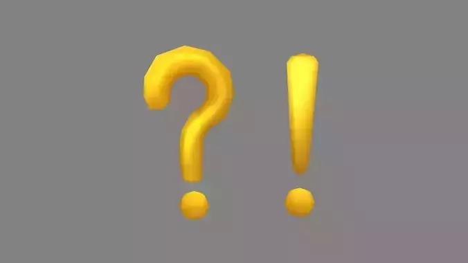 Question mark and exclamation mark - yellow Low-poly 3D model