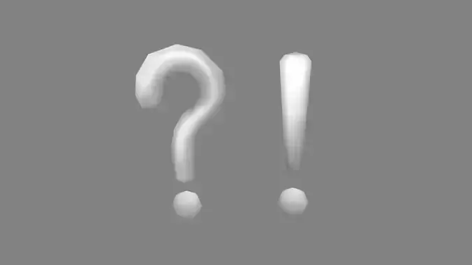 Question mark and exclamation mark - grey Low-poly 3D model