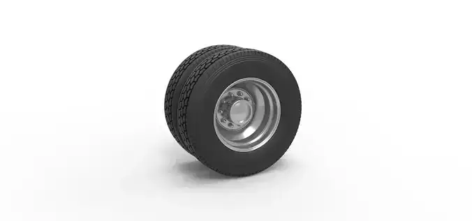 Rear custom wheel of semi truck Version 2 Scale 1 to 25 3D print model