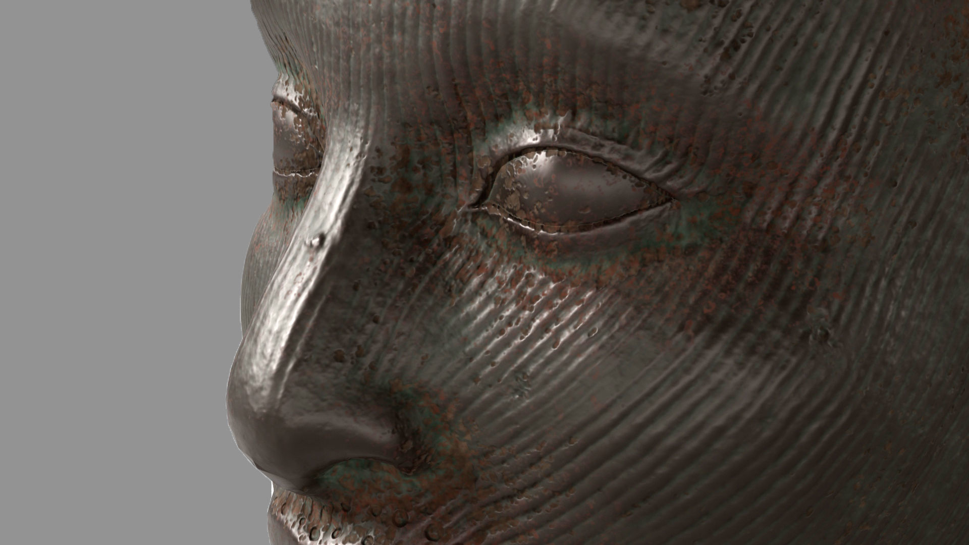 Ife Bronze head Low-poly 3D model_2