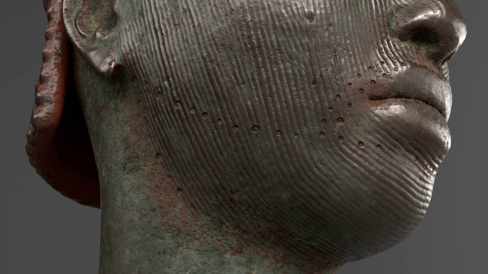 Ife Bronze head Low-poly 3D model_7