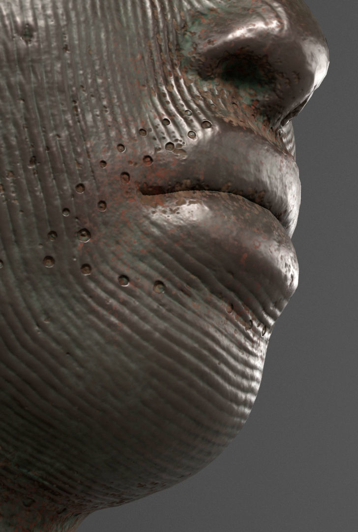 Ife Bronze head Low-poly 3D model_8