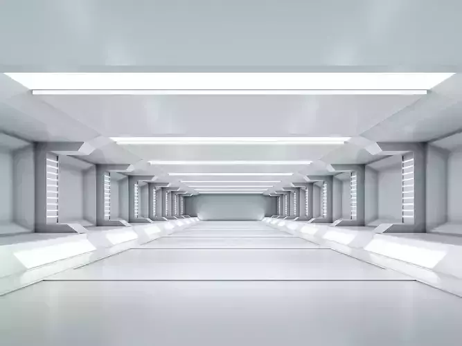 low poly sci fi corridor 08 Low-poly 3D model