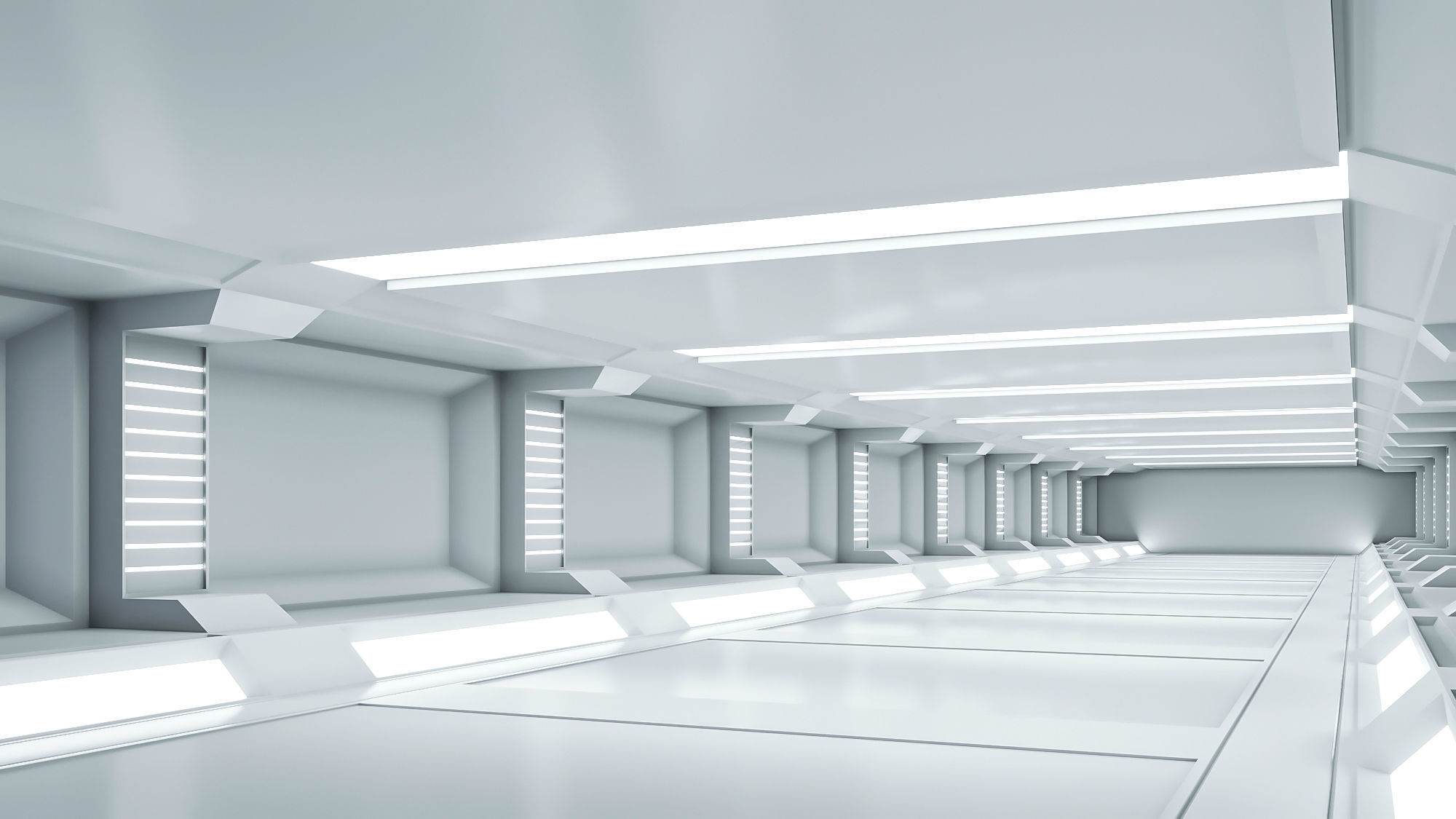 low poly sci fi corridor 08 Low-poly 3D model_3