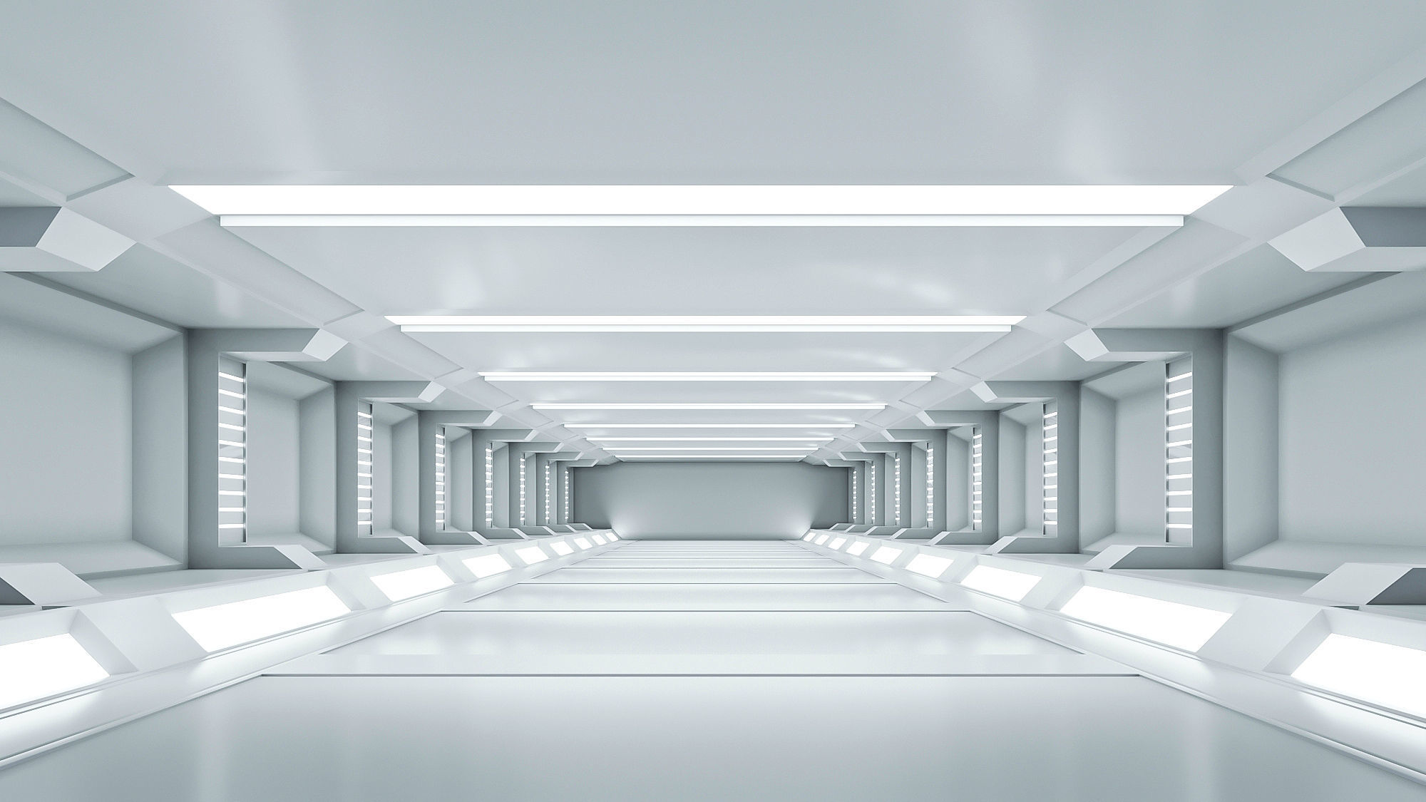 low poly sci fi corridor 08 Low-poly 3D model_1