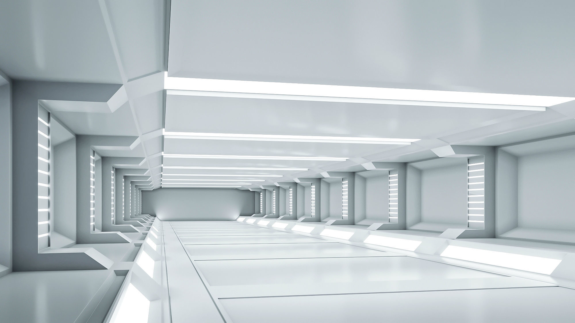 low poly sci fi corridor 08 Low-poly 3D model_2
