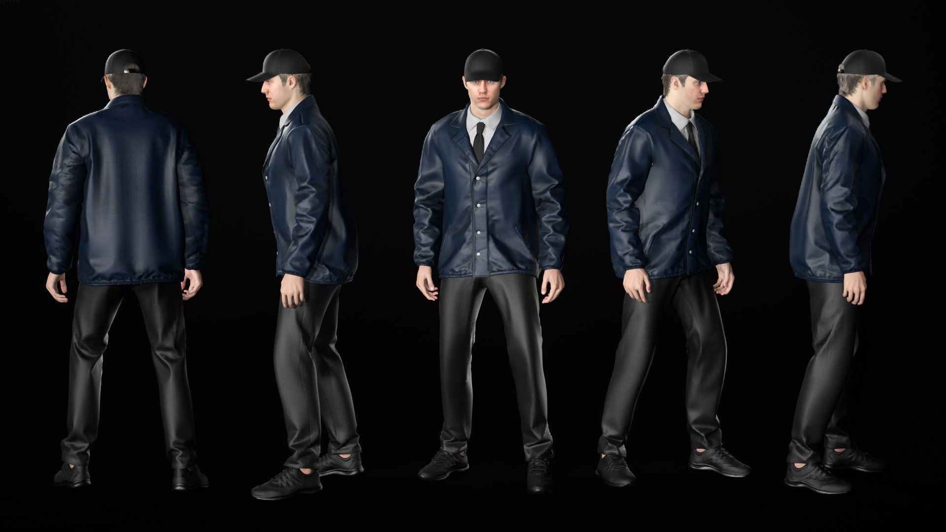 Man - Agent Outfit - Modular - Rigged Low-poly 3D model_16