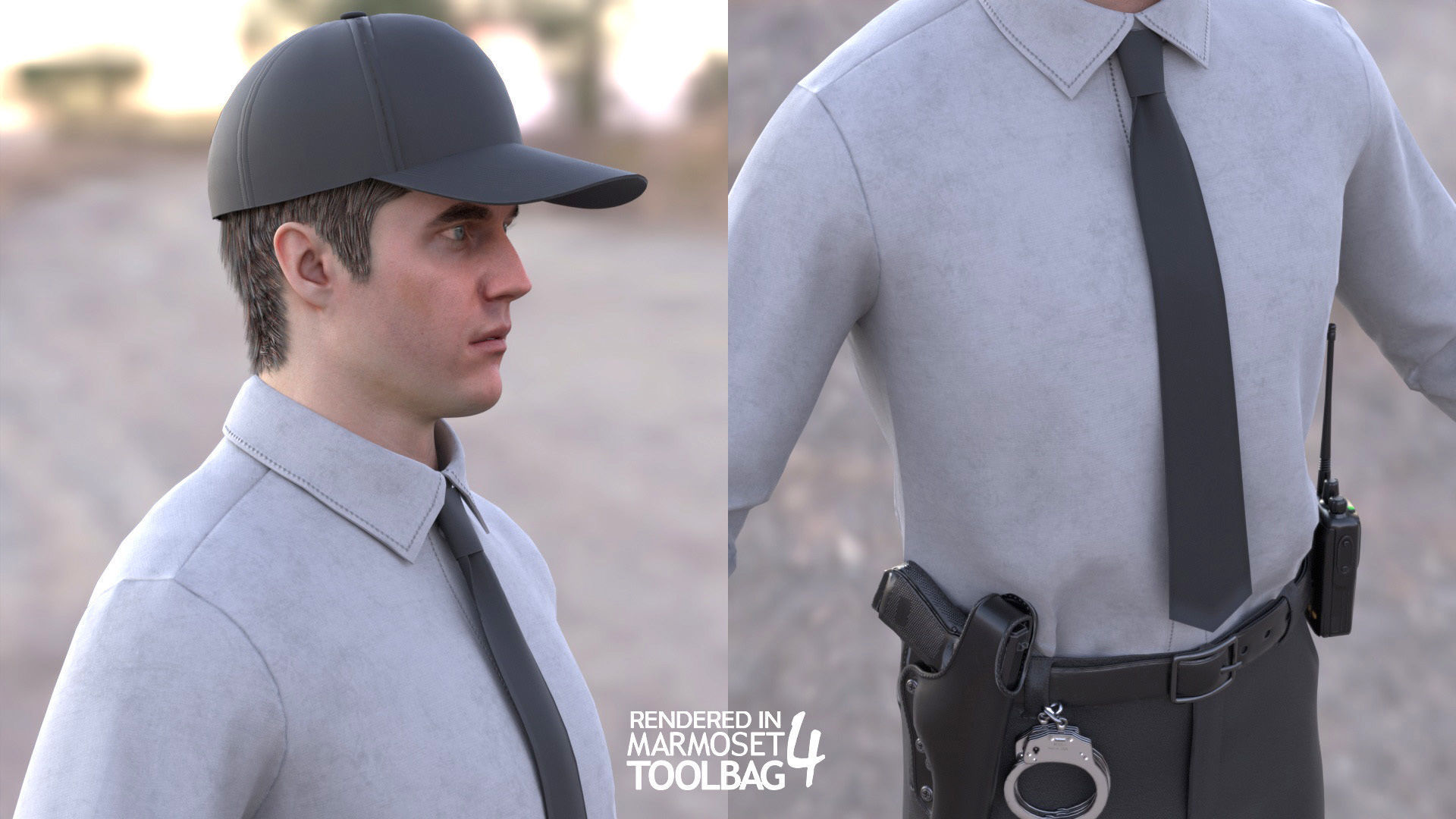 Man - Agent Outfit - Modular - Rigged Low-poly 3D model_11